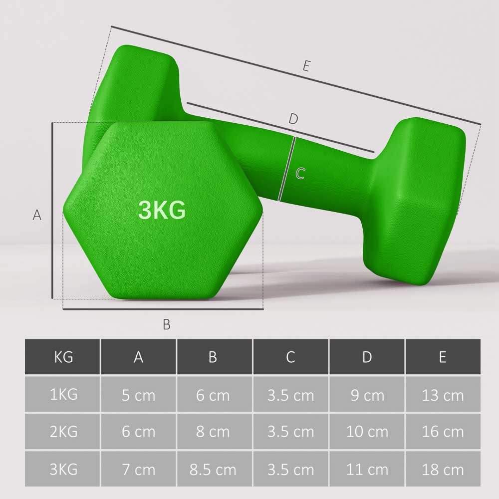 Dumbbell Set & Rack - 1kg to 3kg