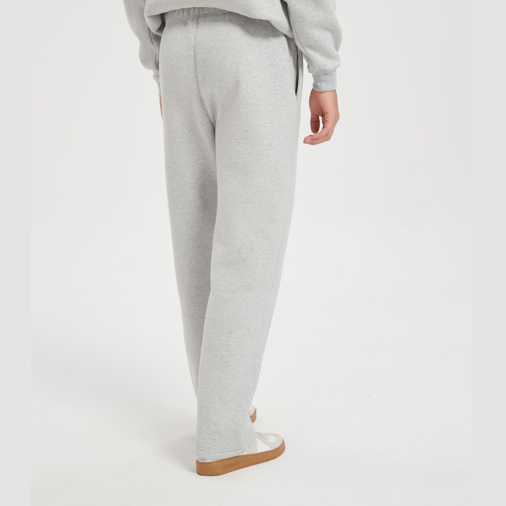 FITTUX Oversized Stitched Logo Tracksuit Bottoms - Brown & Grey
