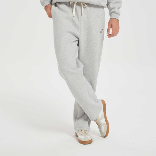 FITTUX Oversized Stitched Logo Tracksuit Bottoms - Brown & Grey