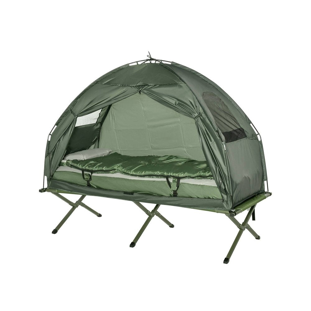 camping bed tent Outsunny Foldable Camping Tent with Bed & Air Mattress Set – Fittux