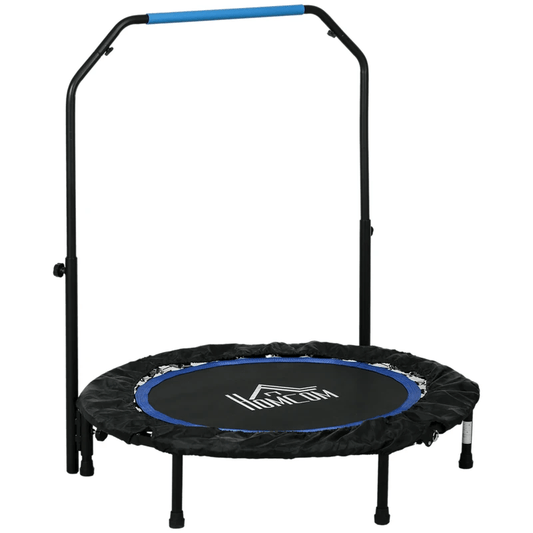 Foldable Mini Fitness Trampoline – Blue, with Adjustable Foam Handle