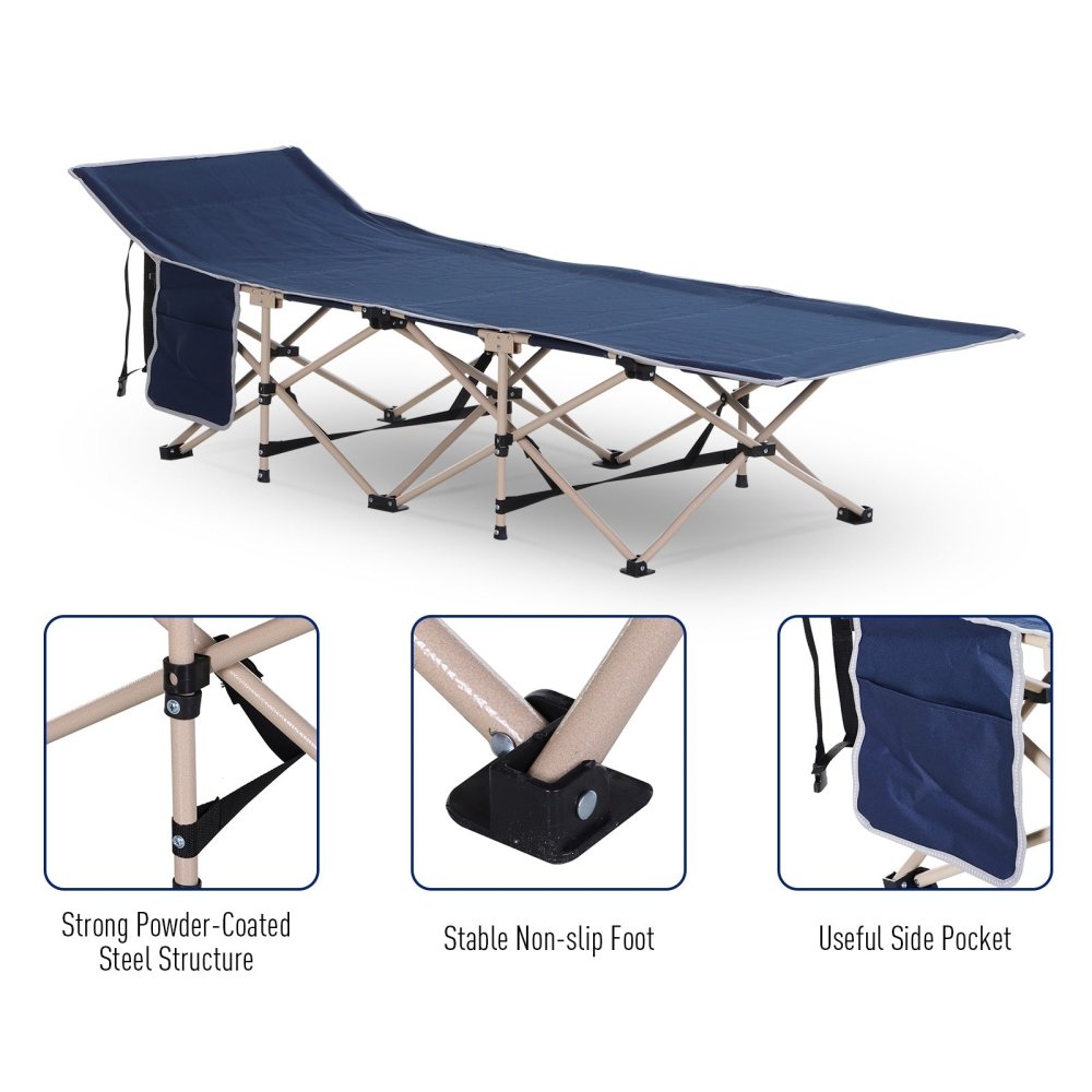 Folding Camping Bed - Black / Blue / Green / Grey