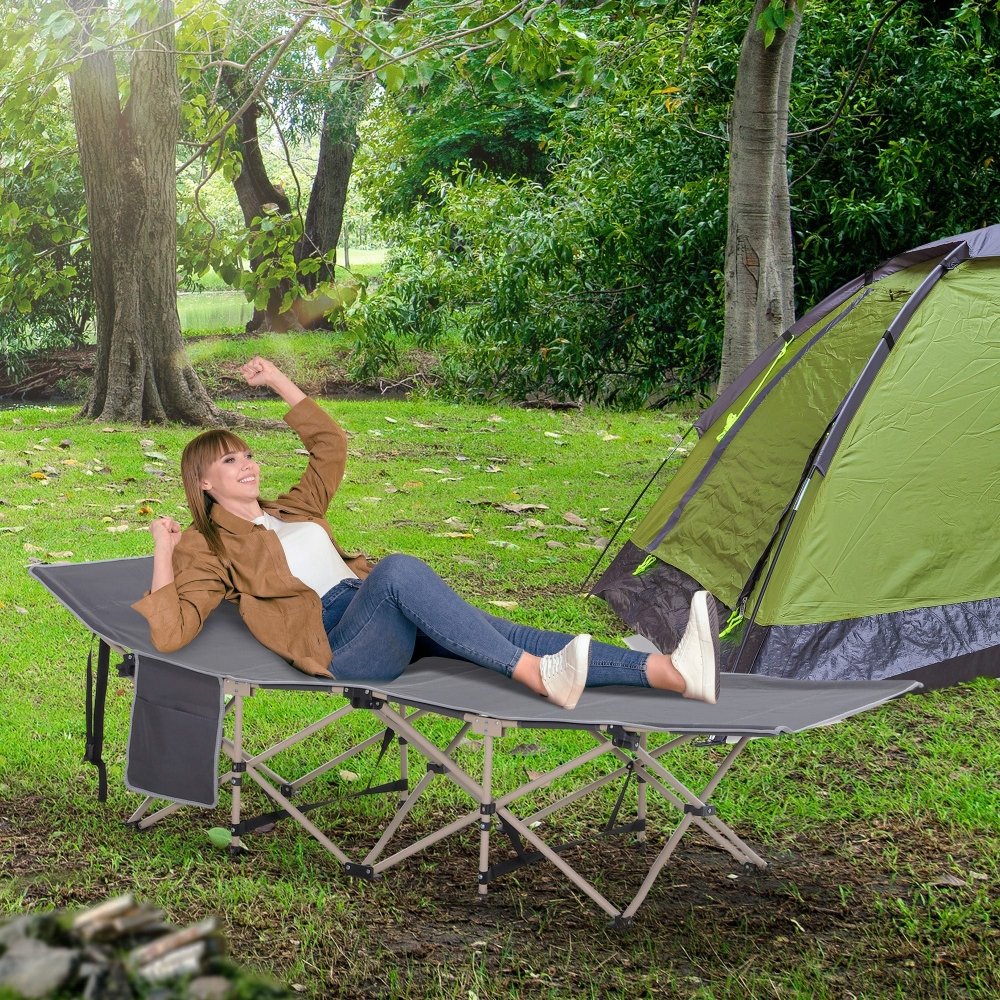 Folding Camping Bed - Black / Blue / Green / Grey