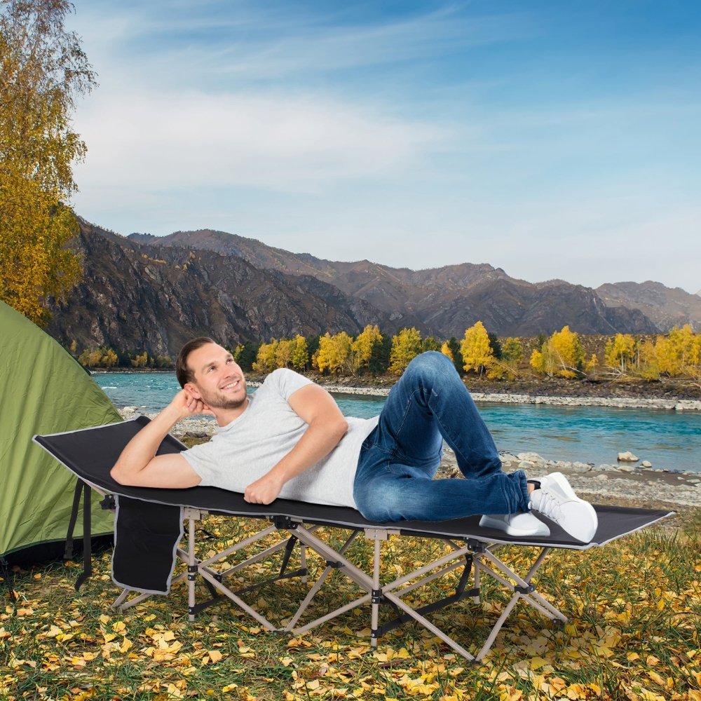 Folding Camping Bed - Black / Blue / Green / Grey