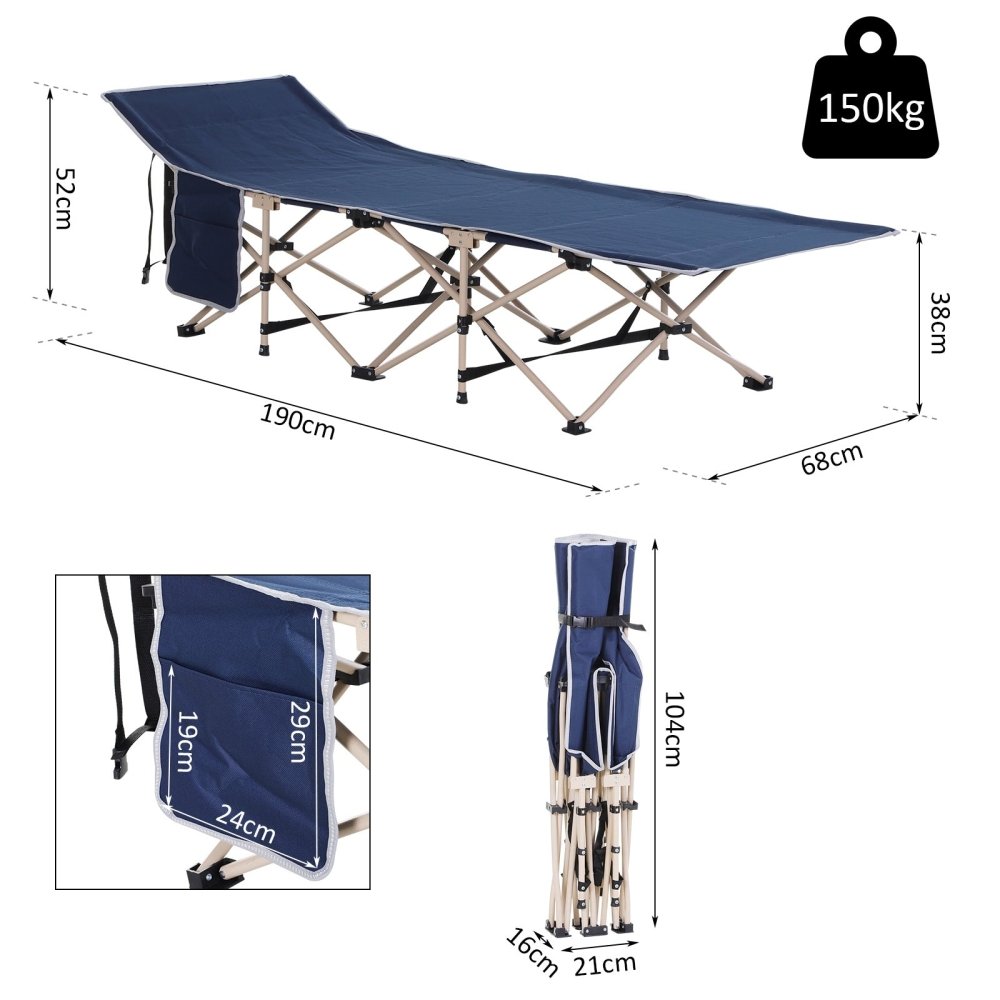 Folding Camping Bed - Black / Blue / Green / Grey