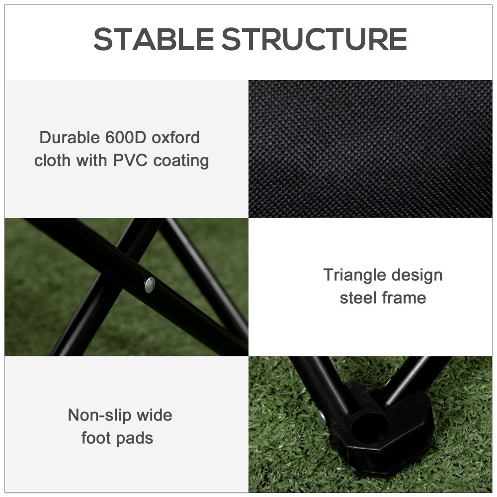 Folding Camping Chair - Black / White