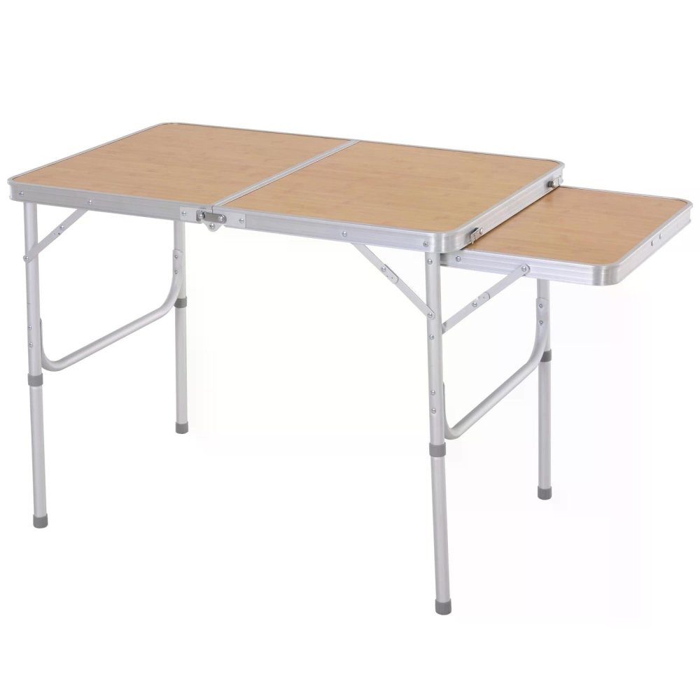 Folding Camping Table with Pull - Out Side Tray