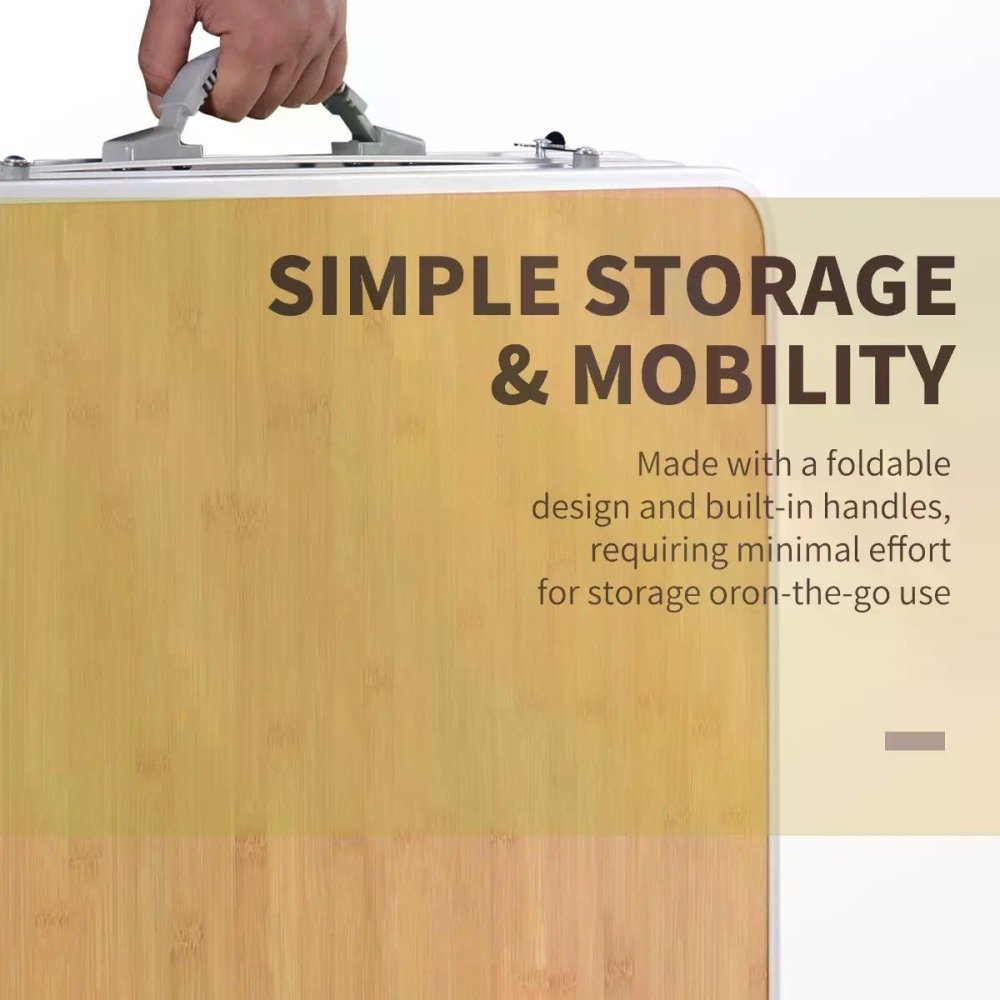 Folding Camping Table with Pull - Out Side Tray