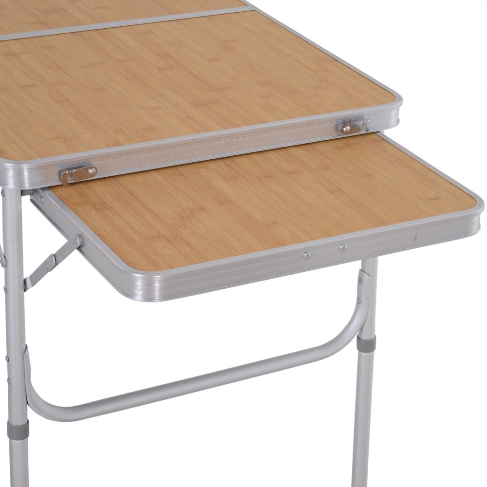 Folding Camping Table with Pull - Out Side Tray