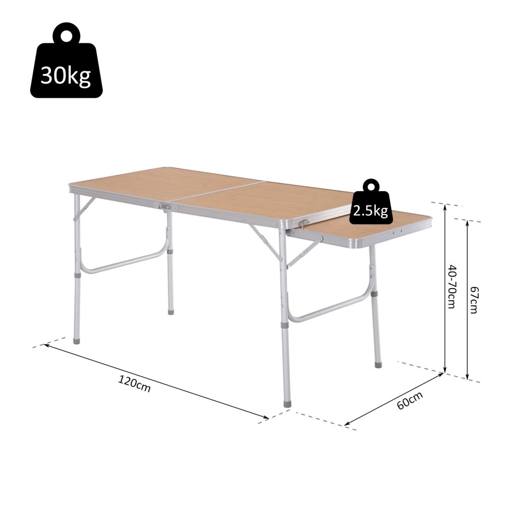 Folding Camping Table with Pull - Out Side Tray