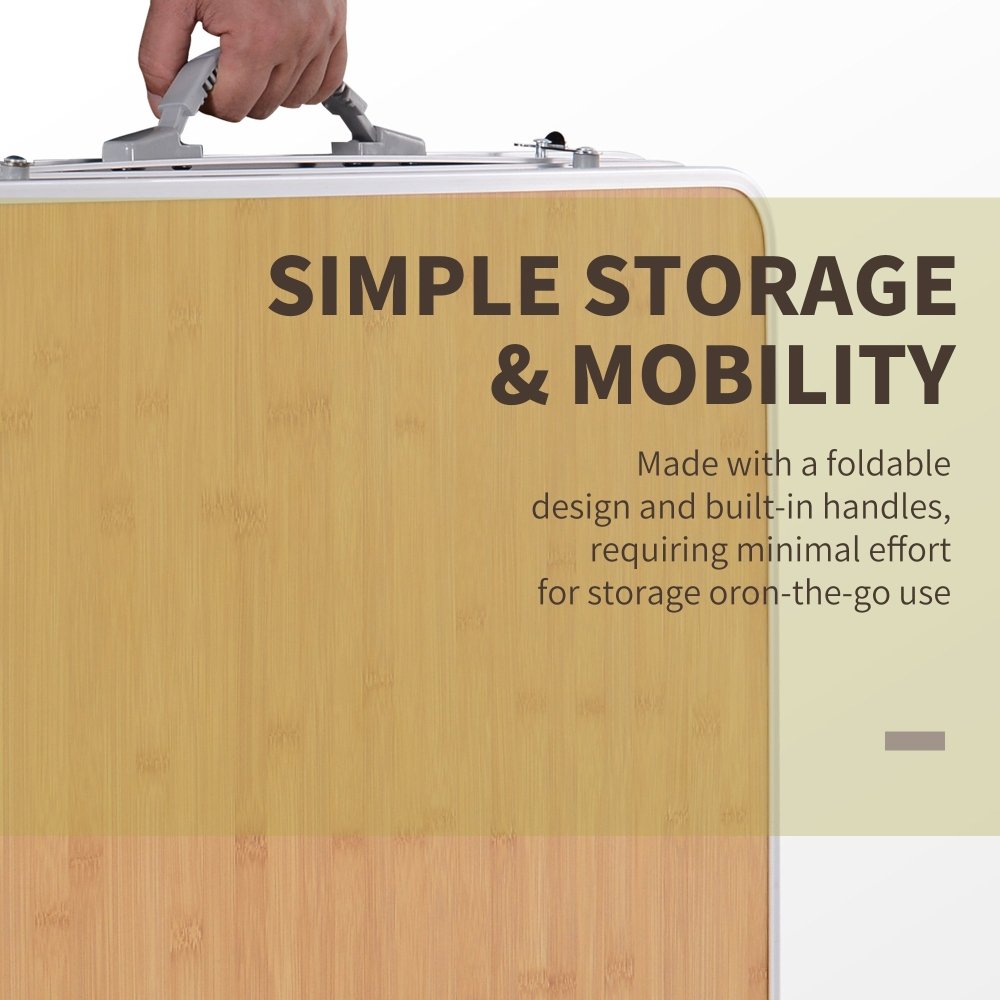 Folding Camping Table with Pull - Out Side Tray