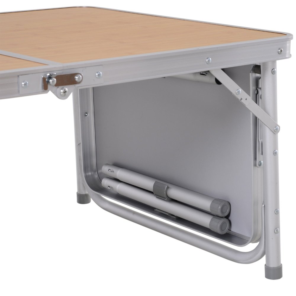 Folding Camping Table with Pull - Out Side Tray