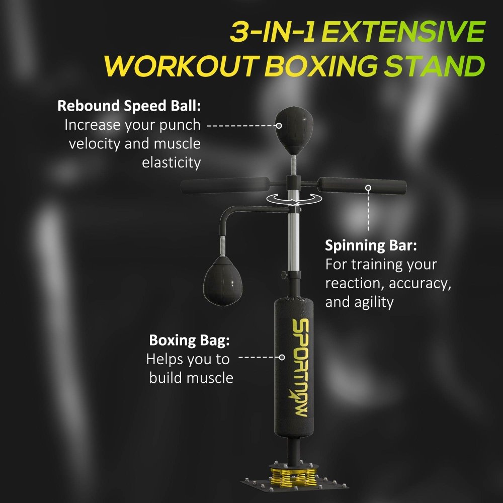 Freestanding Reflex Boxing Trainer with Rotating Bar & Adjustable Height