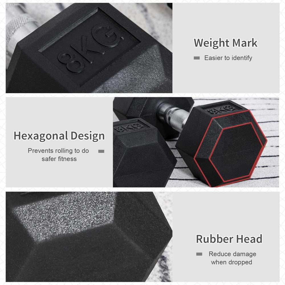 Hex Dumbbell Set – 3 Pairs (5kg, 6kg, 8kg) Rubber - Coated