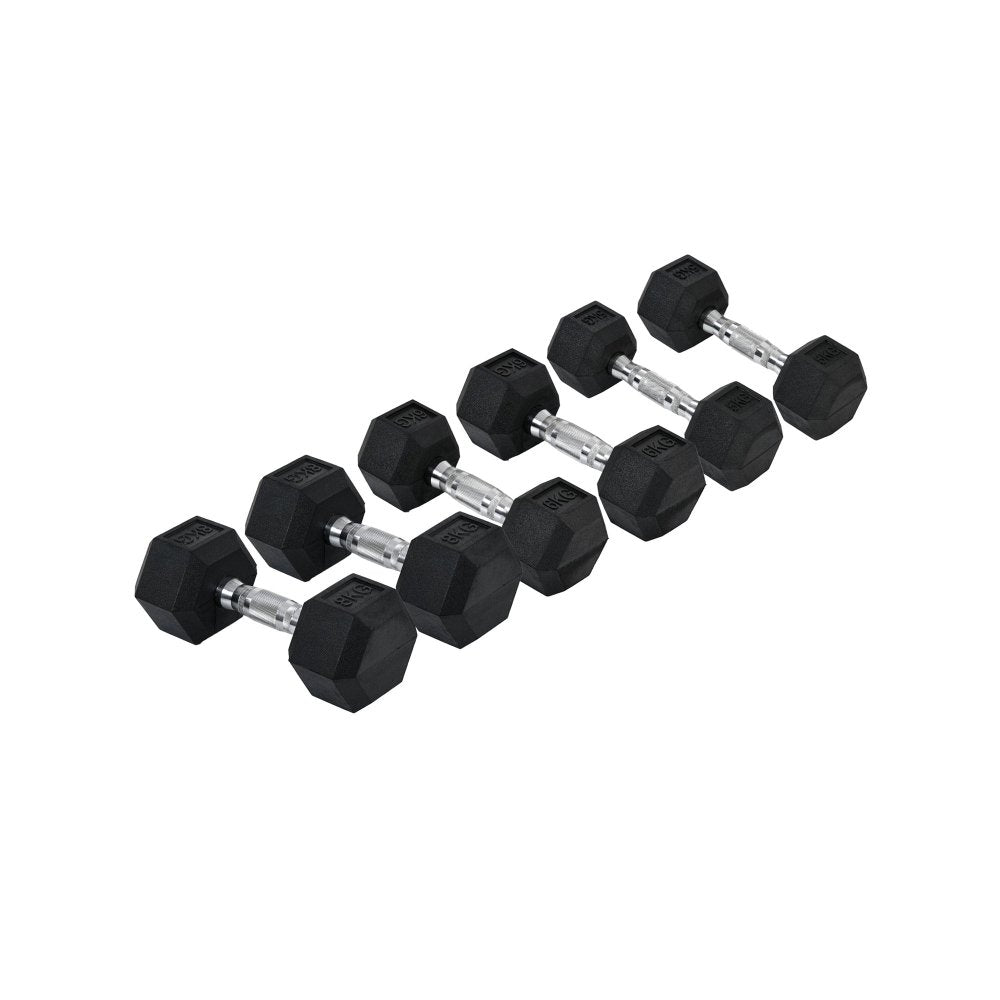 Hex Dumbbell Set – 3 Pairs (5kg, 6kg, 8kg) Rubber - Coated