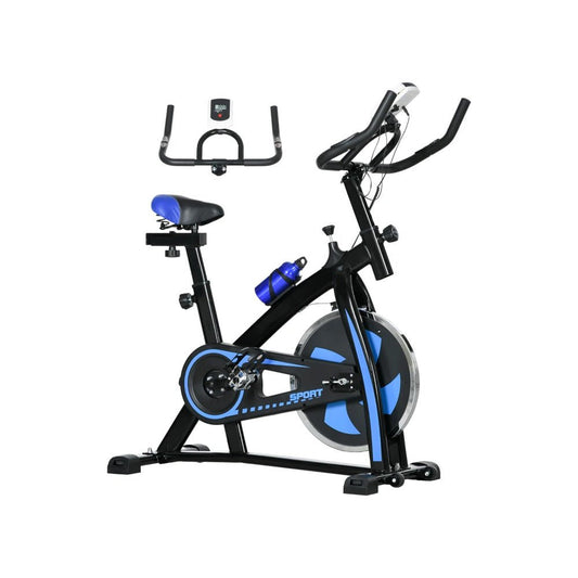 Indoor Exercise Bike – Silent Belt Drive, Adjustable Resistance & LCD Monitor Blue - Fittux