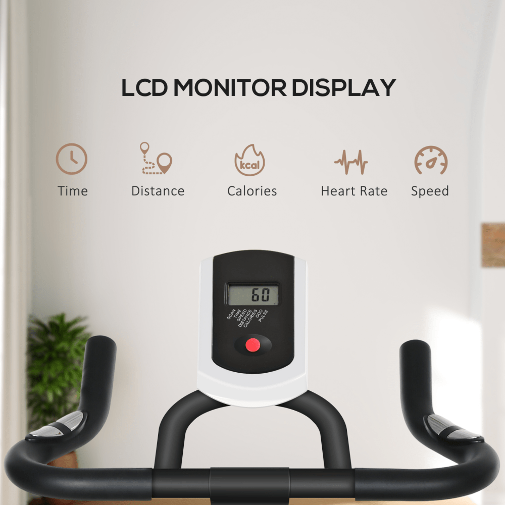 Indoor Exercise Bike – Silent Belt Drive, Adjustable Resistance & LCD Monitor Blue - Fittux