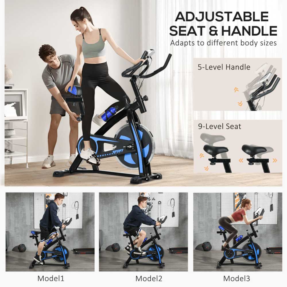 Indoor Exercise Bike – Silent Belt Drive, Adjustable Resistance & LCD Monitor Blue