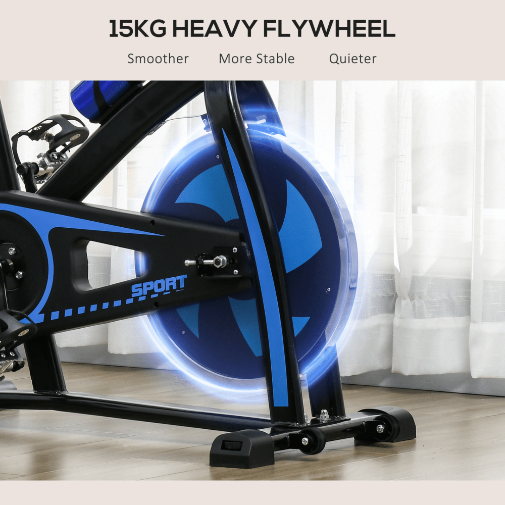 Indoor Exercise Bike – Silent Belt Drive, Adjustable Resistance & LCD Monitor Blue - Fittux