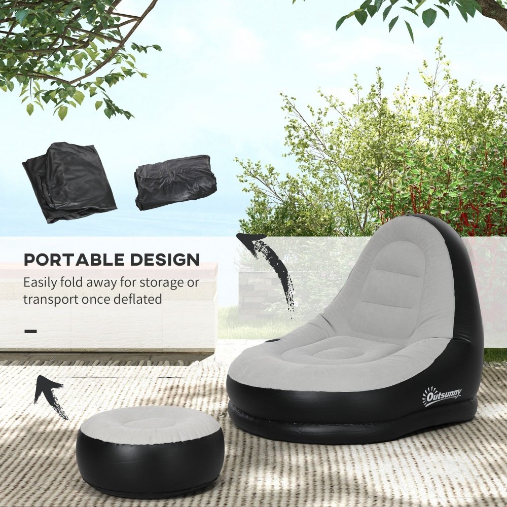 Inflatable Chair with Footrest – Blow - Up Sofa for Adults
