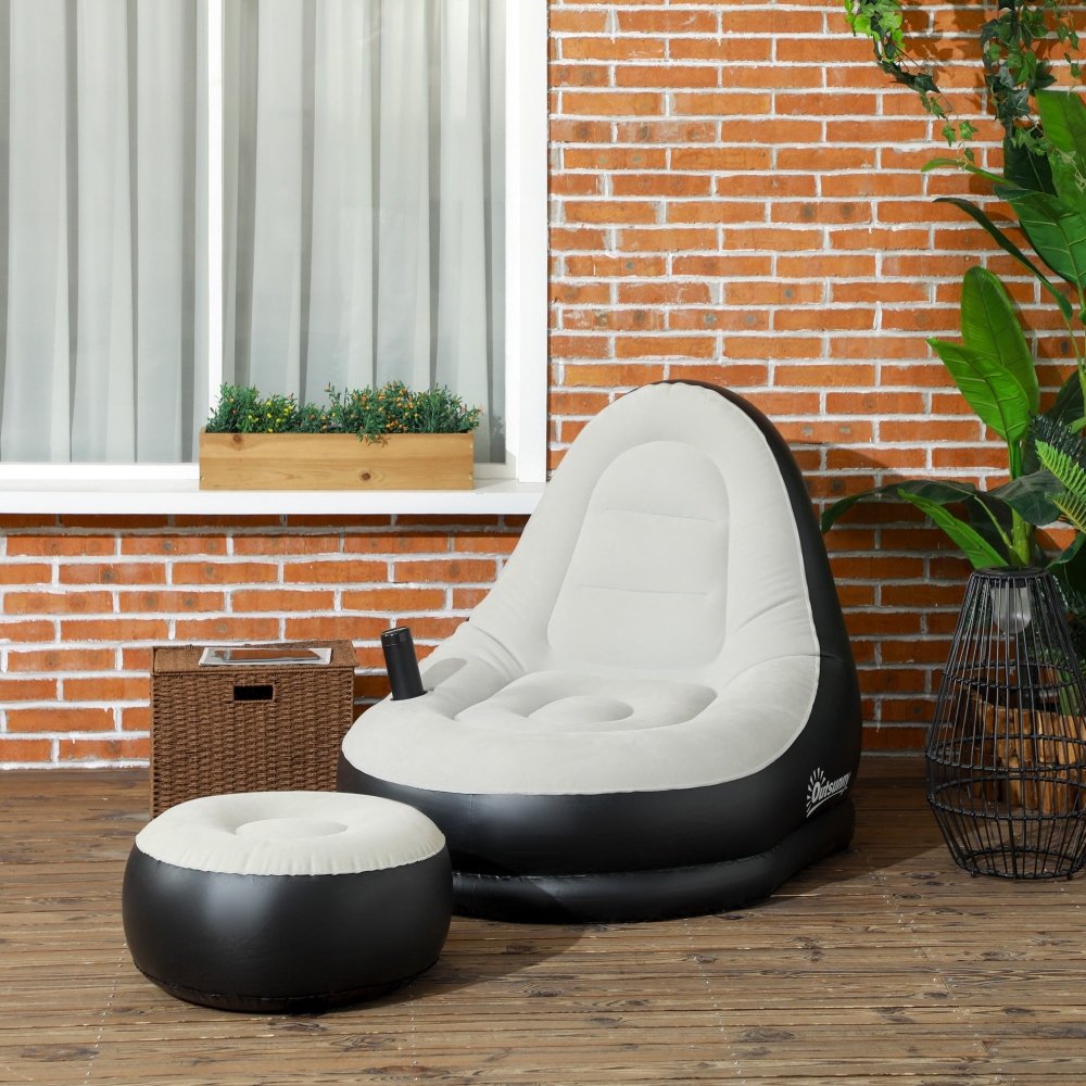 Inflatable Chair with Footrest – Blow - Up Sofa for Adults