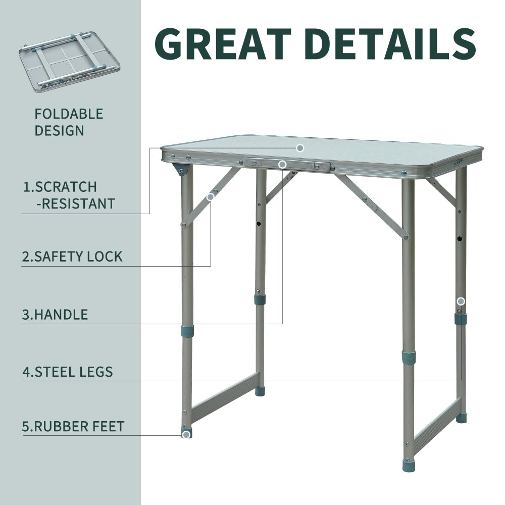 Outsunny Patio Foldable Picnic Table - Silver