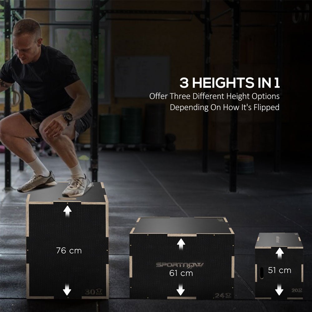 Plyometric Jump Box – Adjustable Wooden Step for Home & Gym