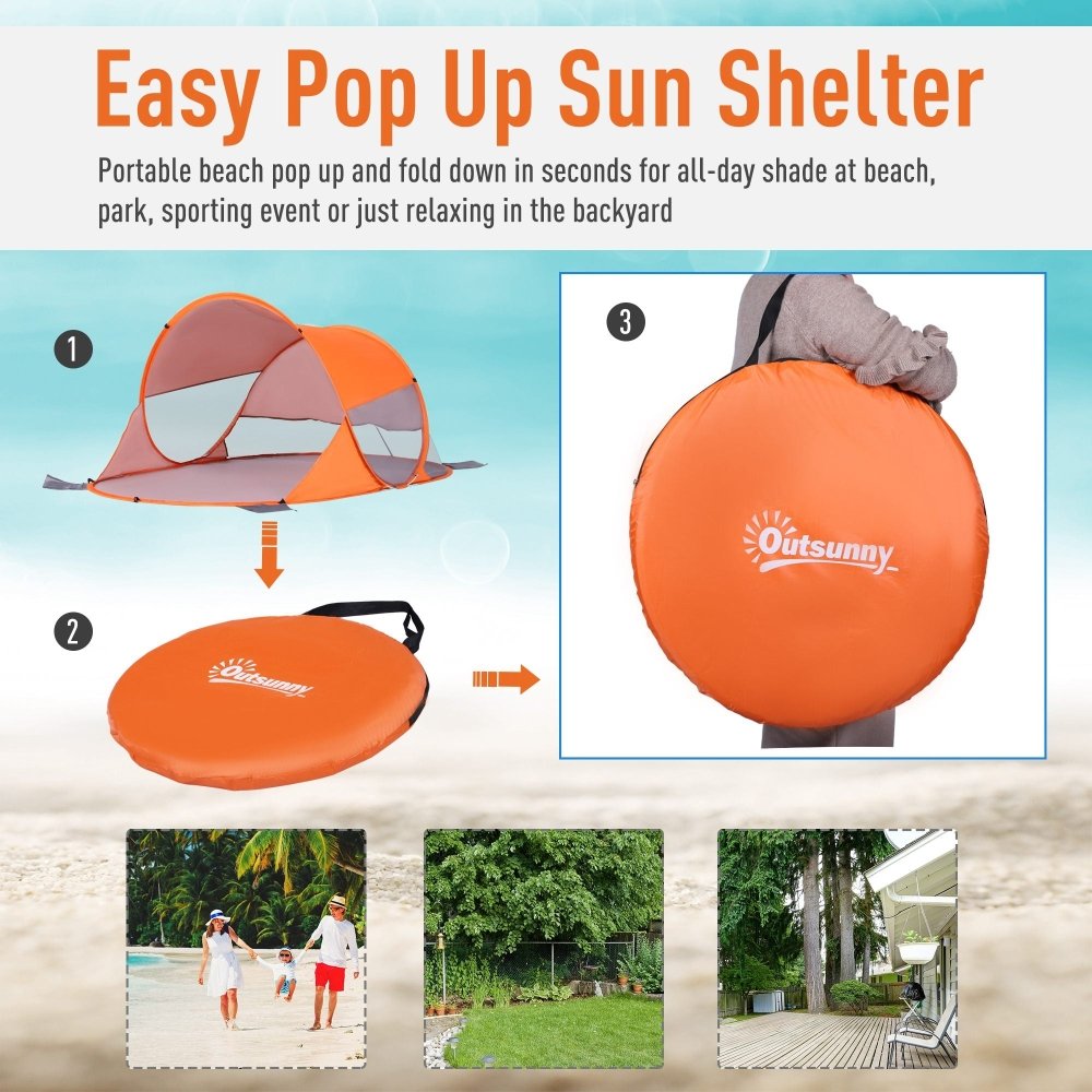 Pop - Up Beach Tent - Blue / Orange