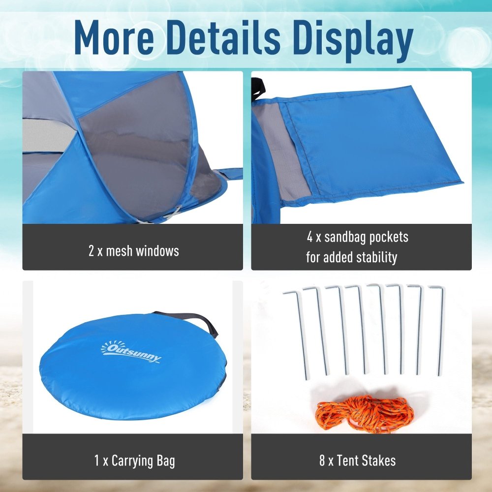 Pop - Up Beach Tent - Blue / Orange