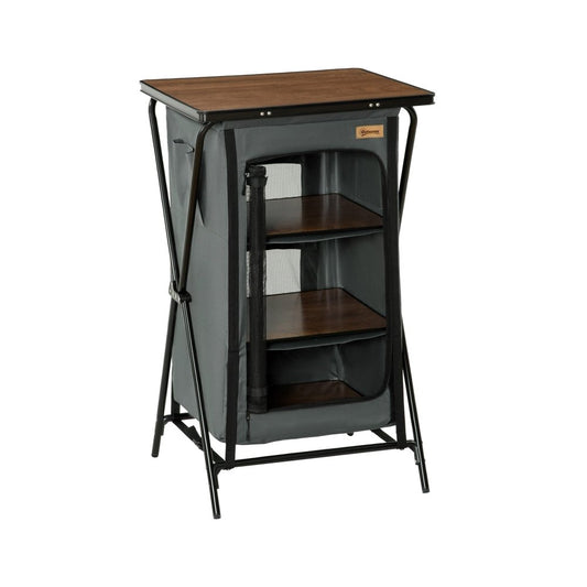 Portable Camping Kitchen Table with Shelves