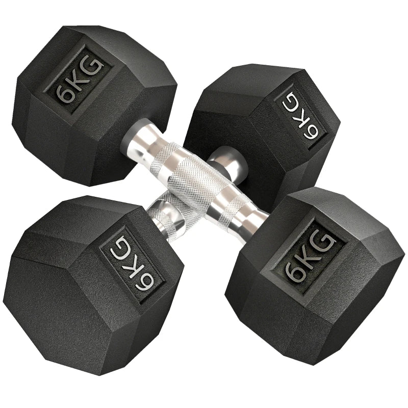 Rubber Hex Dumbbell Set – Pairs from 4 kg to 20 kg