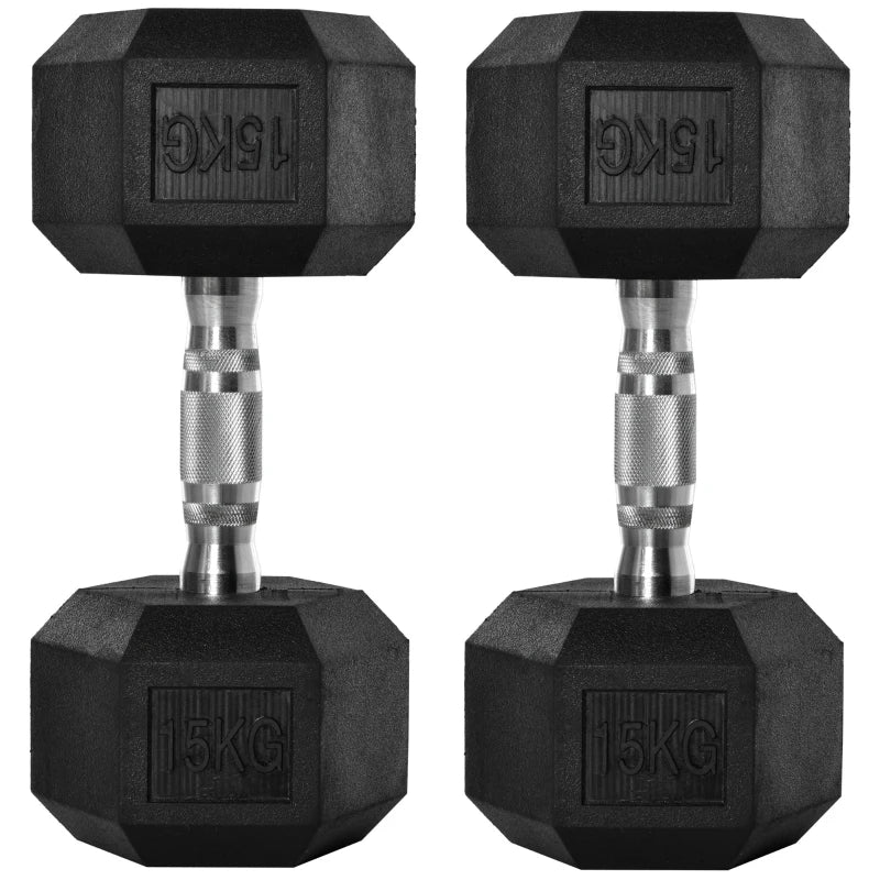 Rubber Hex Dumbbell Set – Pairs from 4 kg to 20 kg