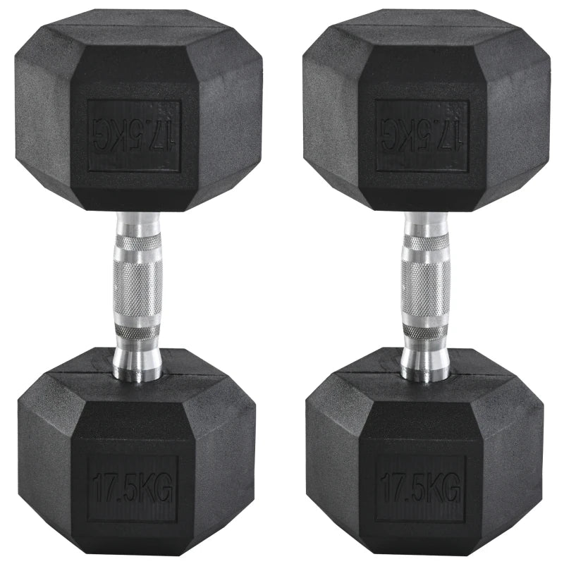 Rubber Hex Dumbbell Set – Pairs from 4 kg to 20 kg