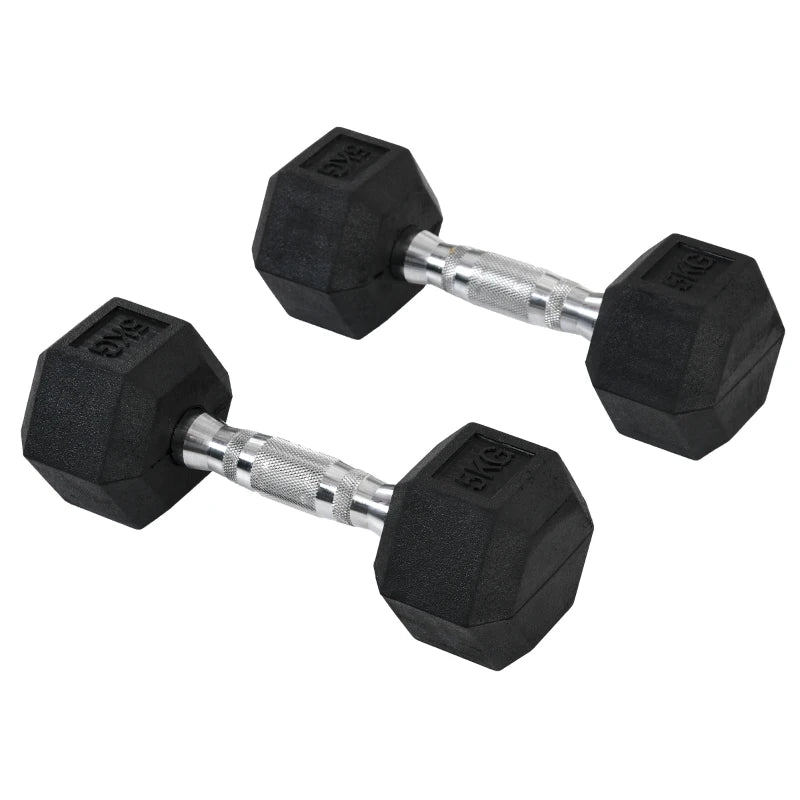 Rubber Hex Dumbbell Set – Pairs from 4 kg to 20 kg