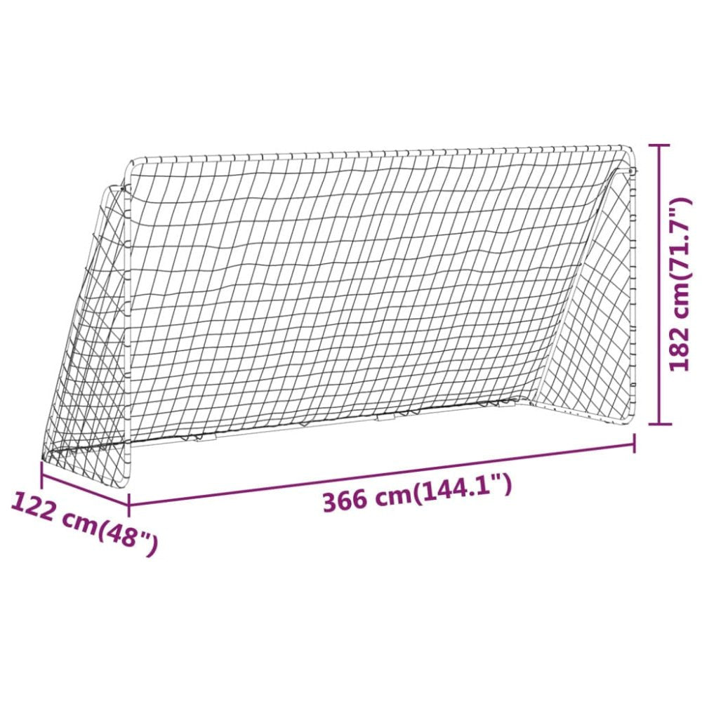Steel Football Goal with Net White 366 x 122 x 182cm
