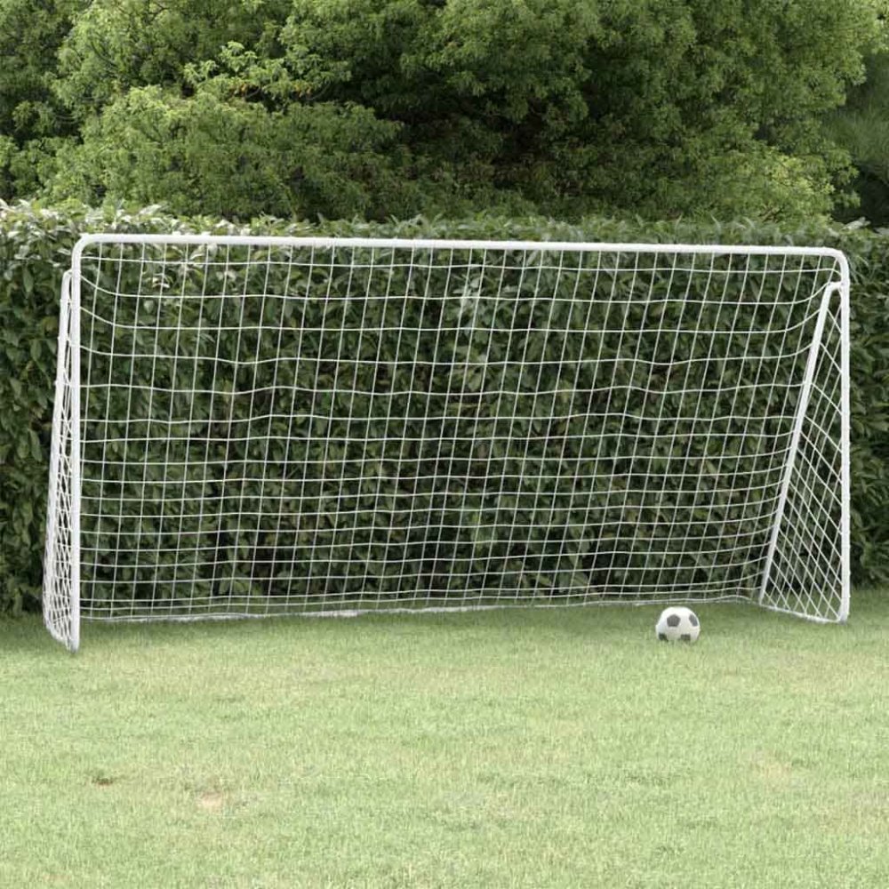Steel Football Goal with Net White 366 x 122 x 182cm
