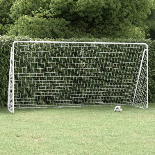 Steel Football Goal with Net White 366 x 122 x 182cm