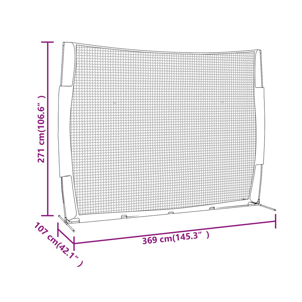 Steel Portable Baseball Net 369 x 107 x 271cm