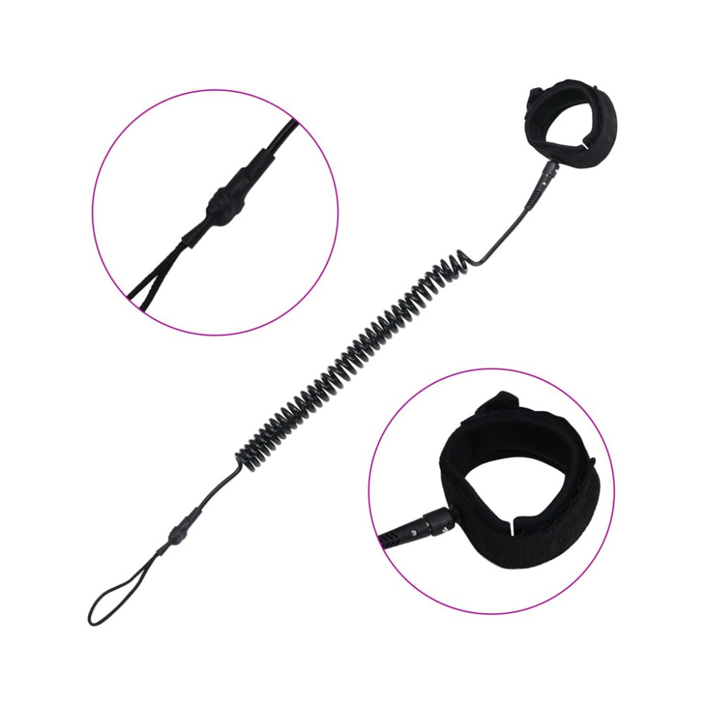SUP Coiled Leash Black 10 inch