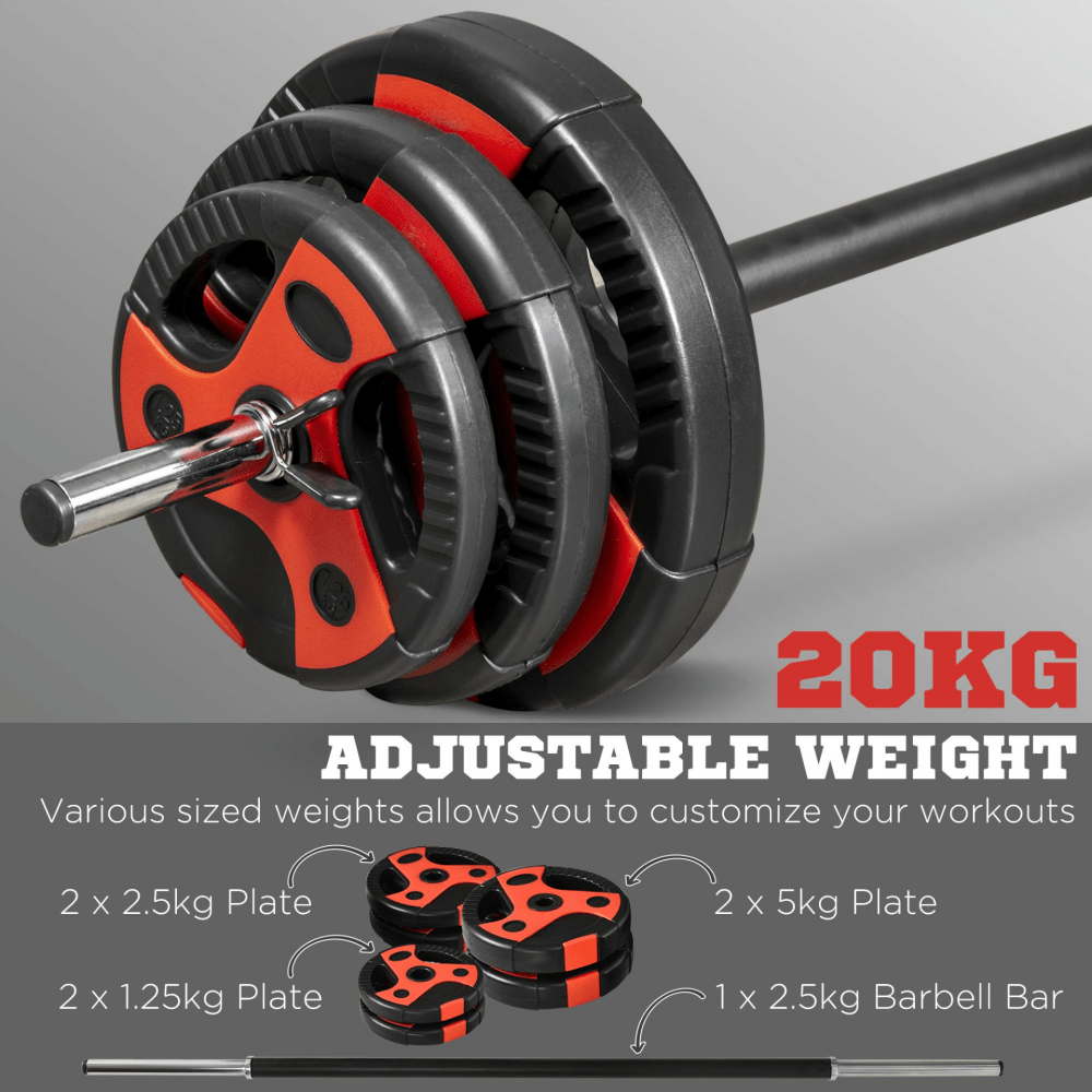The Pump Set – 20kg Adjustable Barbell Weight Kit - Fittux