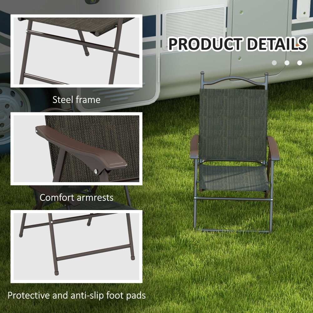 Two Folding Garden Chairs - Dark Brown