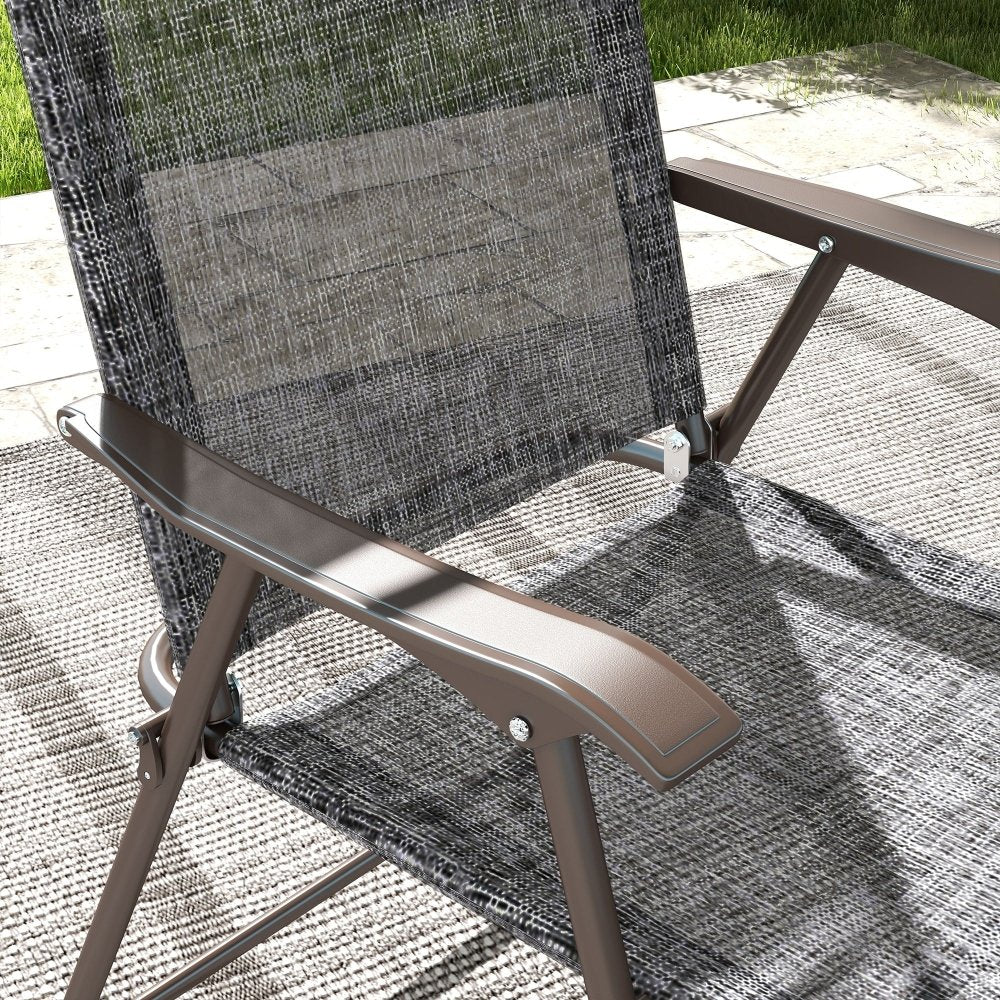 Two Folding Garden Chairs - Dark Brown