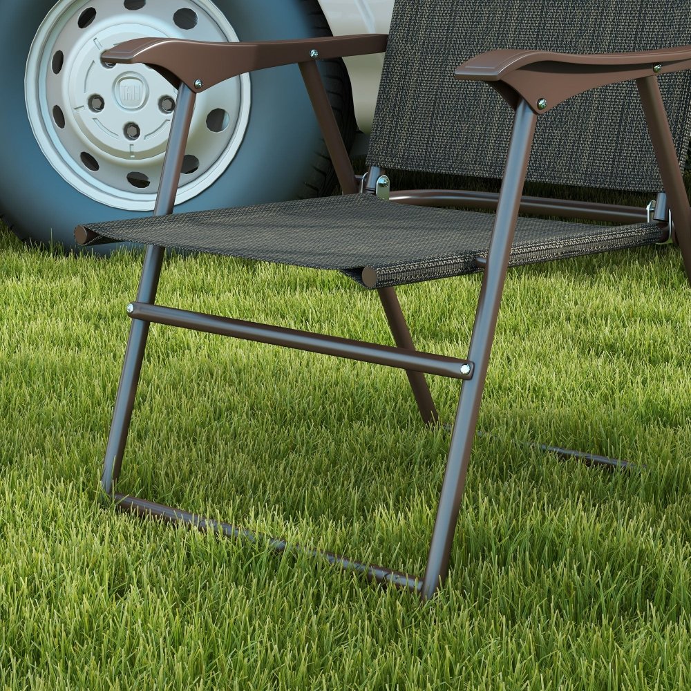 Two Folding Garden Chairs - Dark Brown