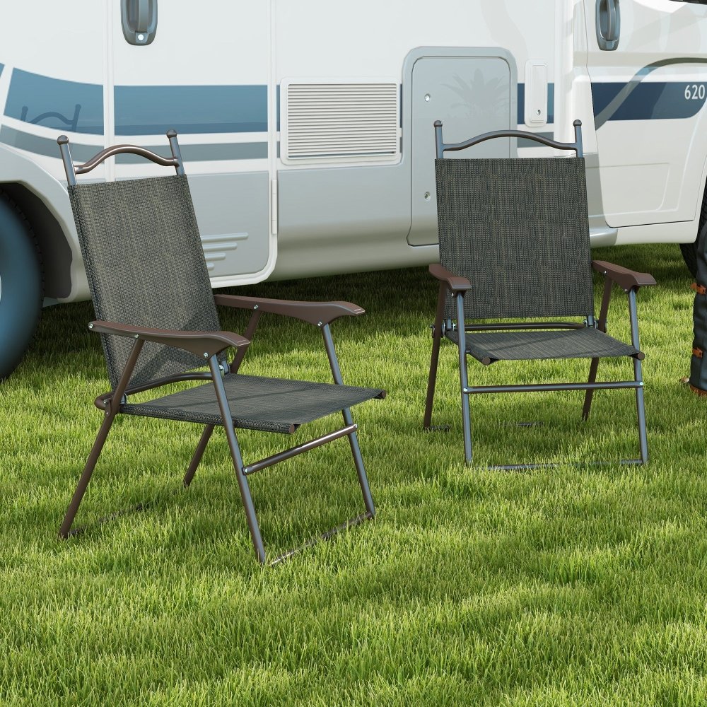 Two Folding Garden Chairs - Dark Brown