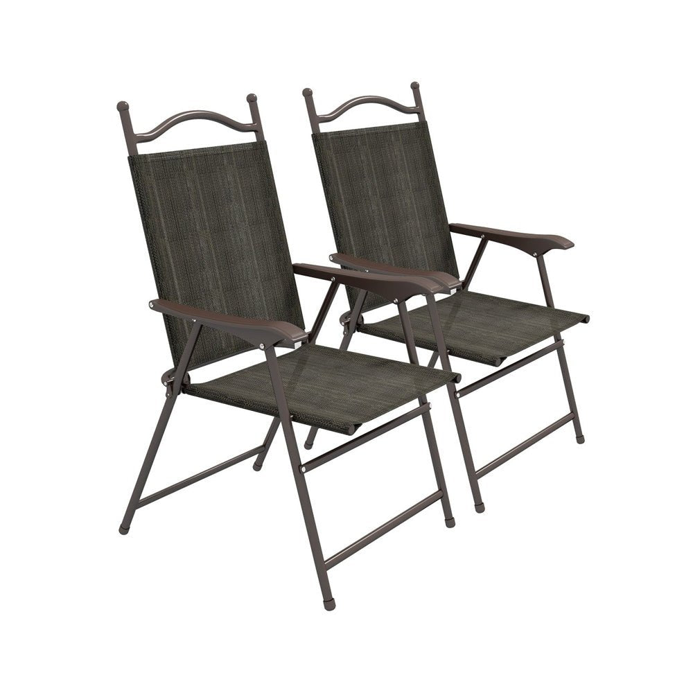 Two Folding Garden Chairs - Dark Brown