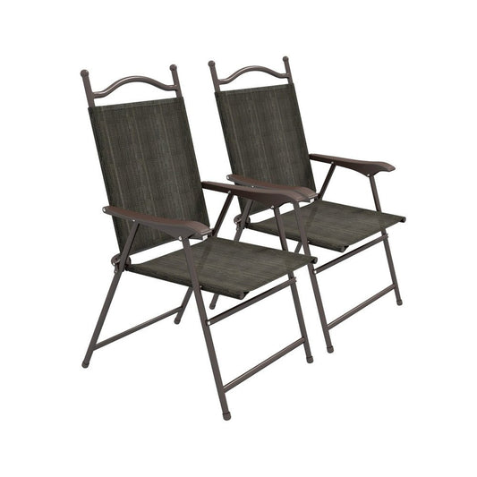 Two Folding Garden Chairs - Dark Brown
