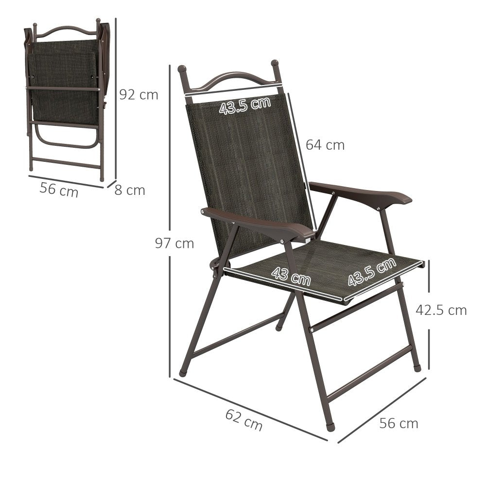 Two Folding Garden Chairs - Dark Brown