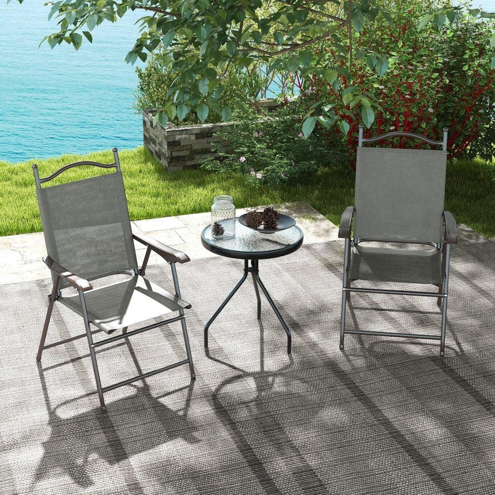 Two Folding Garden Chairs - Dark Brown