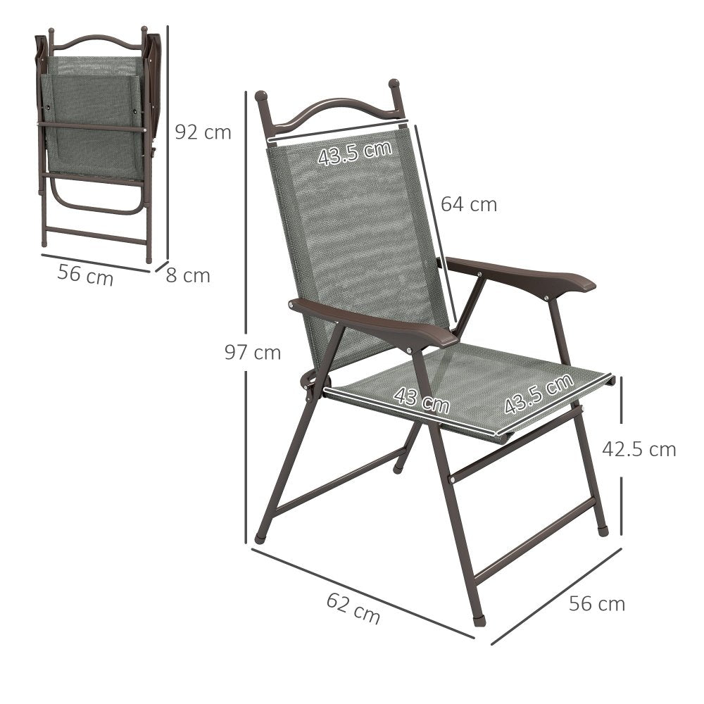 Two Folding Garden Chairs - Dark Brown