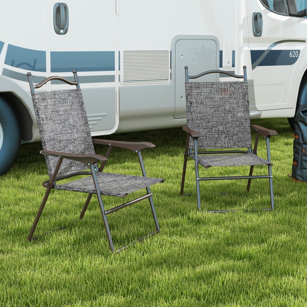 Two Folding Garden Chairs - Dark Brown